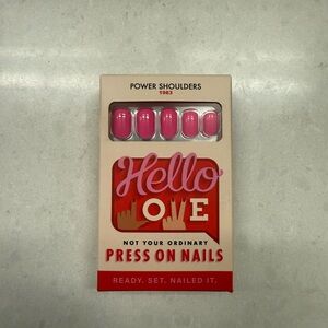 Power Shoulders Pink Hello Love Press-On Nails